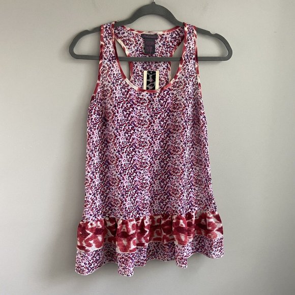 Fire Los Angeles Sheer Sleeveless Floral Blouse Top Ruffled Size S Small NWT - Picture 1 of 5